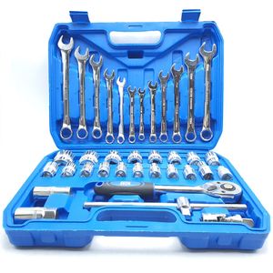 آچار بکس و آچار یک سر تخت و یک سر رینگی باس مدل 37 tools مجموعه 37 عددی