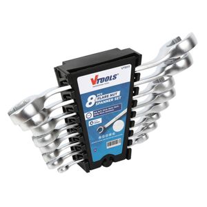 آچار دو سر تخت وی تولز مدل vt5117 سایز 6 تا 24 میلی‌متر مجموعه 8 عددی
