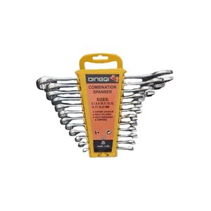 آچار یکسر تخت و یکسر رینگی دینگشی مدل combination spanner سایز 6 الی  22 میلی متر مجموعه 12 عددی