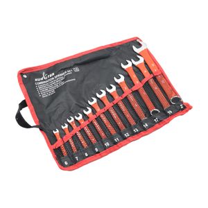 آچار یکسر تخت و یکسر رینگی هانتر مدل yp india 6 22mm مجموعه 12 عددی