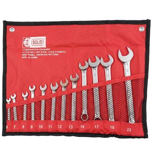 آچار یکسر تخت یکسر رینگی سولید مدل yp 6 22_12pcs مجموعه 12 عددی