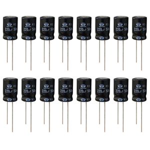 خازن 220 میکروفاراد 50 ولت دوو مدل sk 22050 بسته 16 عددی