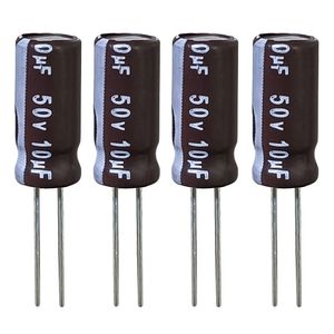 خازن الکترولیت 10 میکروفاراد 50 ولت آکسبوم مدل tec 1050 بسته 4 عددی