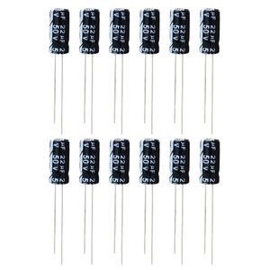خازن الکترولیت 22 میکروفاراد 50 ولت تاپمی مدل tec 2250 بسته 12عددی