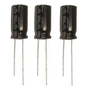خازن الکترولیتی 1000 میکروفاراد نیچیکون مدل 25v بسته سه عددی