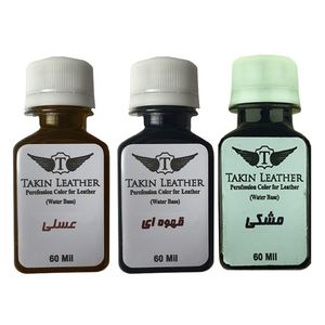 رنگ رویه چرم تکین مدل حکاکی کد 3xbasic حجم 60 میلی لیتر بسته 3 عددی