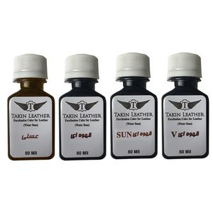 رنگ رویه چرم تکین مدل حکاکی کد 4xbrwn حجم 60 میلی لیتر بسته 4 عددی