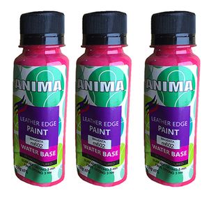 رنگ صورتی لبه چرم آنیما کد magenta3x حجم 150 میلی لیتر بسته 3 عددی