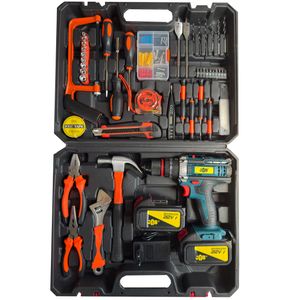 ریل پیچ گوشتی چکشی شارژی 10 میلی متری 212 ولت جاب مدل jb 212 accessories مجموعه 199 عددی