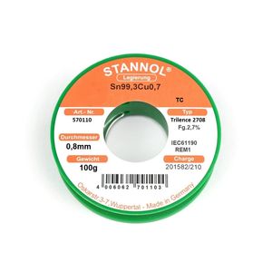 سیم لحیم استانول مدل sn993c07 کد 8mm   وزن 100 گرم