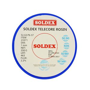 سیم لحیم سولدکس مدل soldex sn63 pb37 وزن 250 گرم ضخامت 1.0 میلی متر