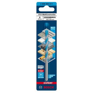 مته الماسه همه کاره بوش مدل multiconstruction کد 2608900611 سایز 6 میلی متر