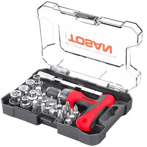 مجموعه 24 عددی سری بکس و پیچ گوشتی جغجغه ای توسن مدل t814   s24