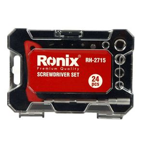مجموعه 24 عددی پیچ گوشتی جغجغه ای و سری بکس رونیکس مدل ron 2715
