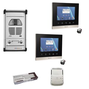 مجموعه دربازکن تصویری سیماران مدل 77tkm vfc2d دو طبقه به همراه محافظ ولتاژ مانیتور