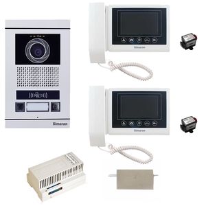 مجموعه دربازکن تصویری کارتی سیماران مدل 43tkm vfbc2_n دو طبقه به همراه محافظ ولتاژ مانیتور
