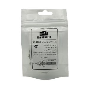 پیچ و مهره و واشر هامر مدل استوانه کد m4 25mm بسته 75 عددی