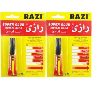 چسب قطره ای رازی مدل super glue حجم 3 میلی لیتر بسته 2 عددی