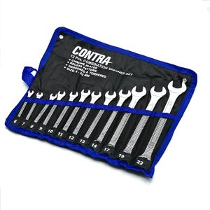 کیف آچار یکسر تخت و یکسر رینگی کنترا مدل کیف دار کد chrome plated 12pcs سایز 6 الی 22 میلی متر مجموعه 12 عددی