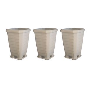گلدان مدل پلاستیکی طرح استوانه مربعی کد 103 3 مجموعه 3عددی
