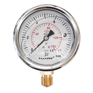 گیج فشار پکنز مدل 10bar 10cm  روغنی