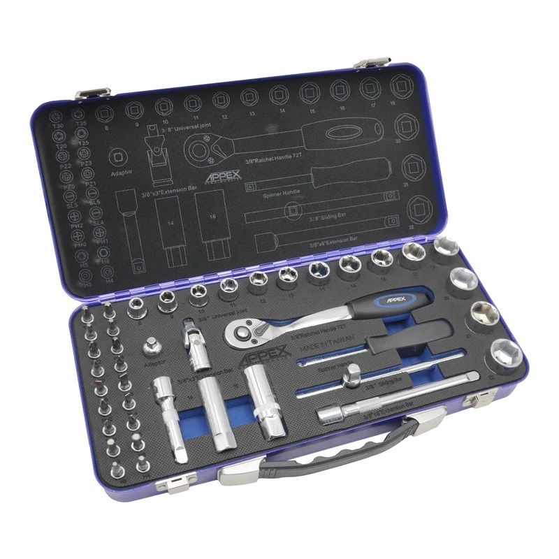 آچار بکس اپکس مدل smt 3_8 inch apx1542  taiwan socket tools set مجموعه 42 عددی