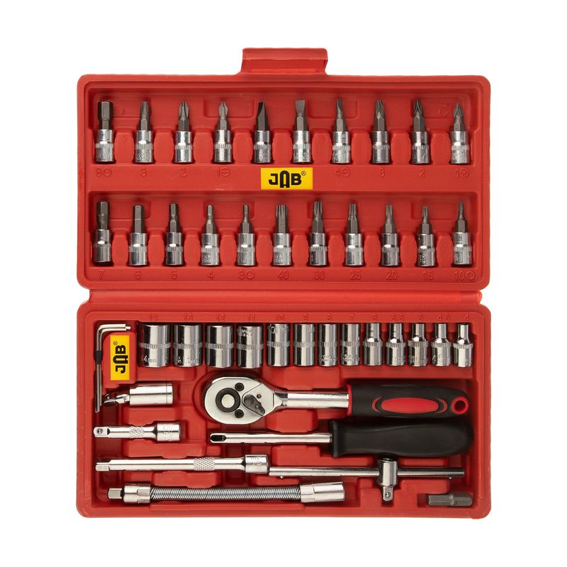 آچار و سری بکس و پیچ گوشتی جاب مدل jb4650 مجموعه 46 عددی