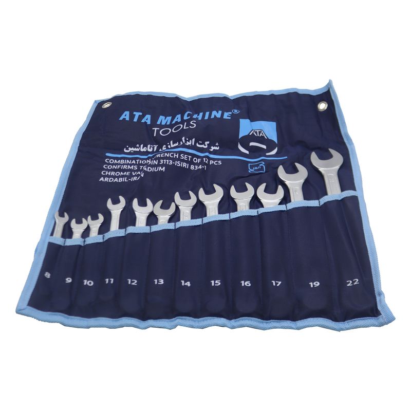 آچار یکسر تخت و یکسر رینگی آتا مدل yp 8 22_12pcs  مجموعه 12 عددی