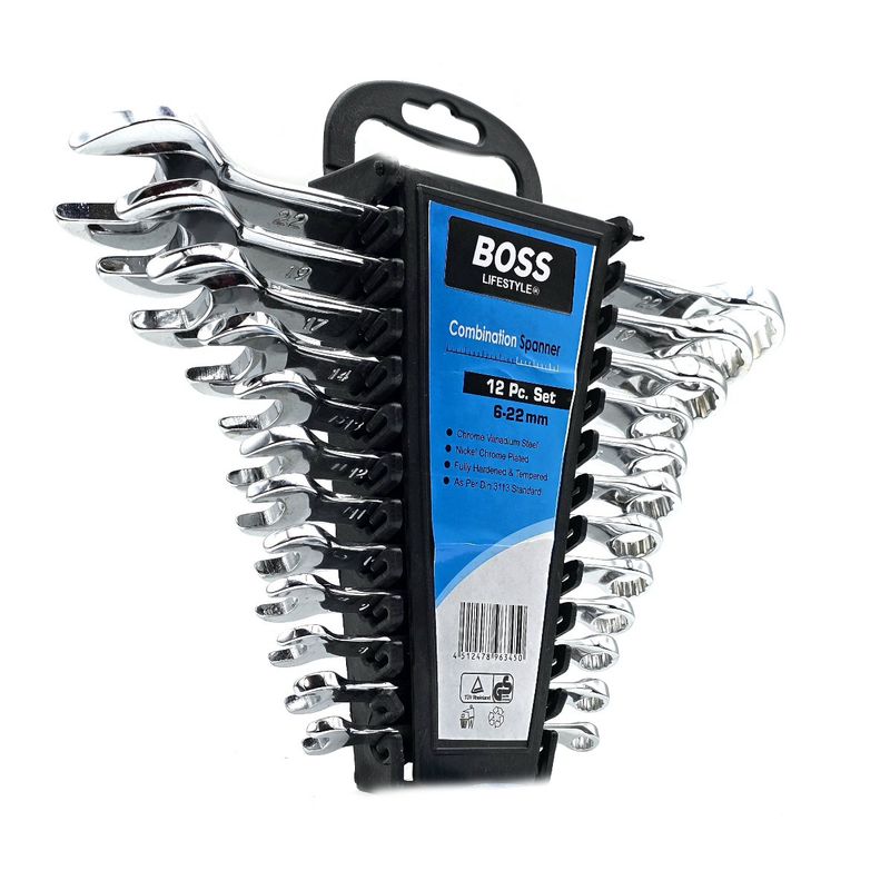 آچار یکسر تخت و یکسر رینگی باس مدل 6 22mm مجموعه 12 عددی
