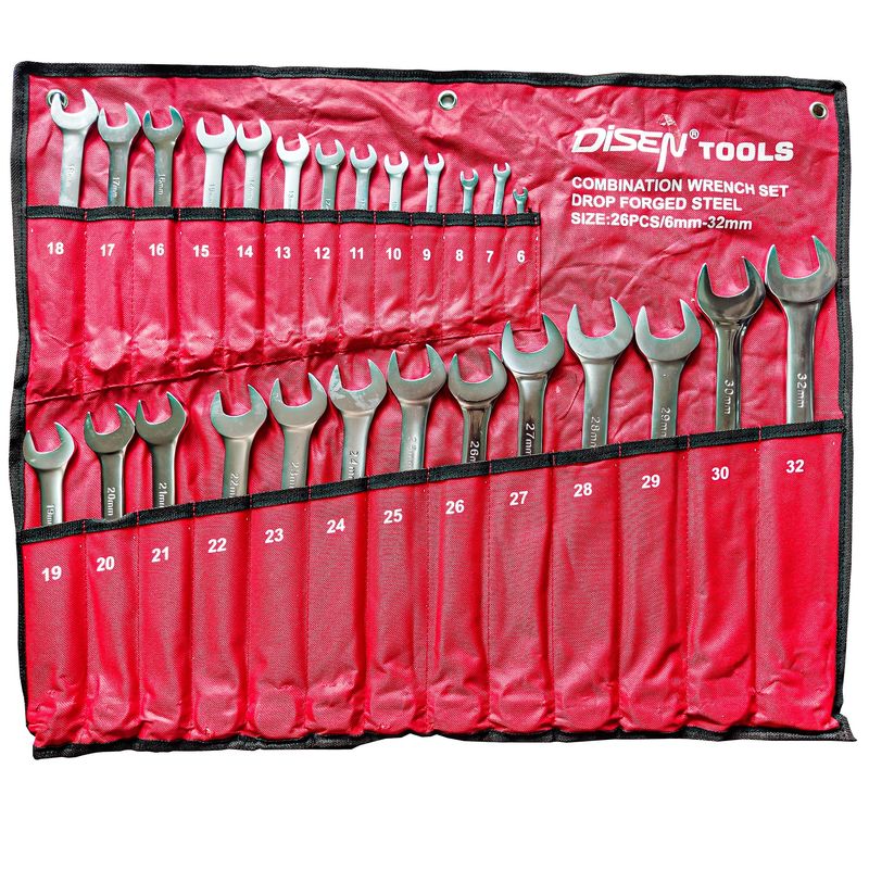 آچار یکسر تخت و یکسر رینگی دیزین تولز مدل d.s 26 pc مجموعه 26 عددی