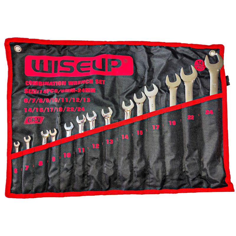 آچار یکسر تخت و یکسر رینگی وایزآپ مدل cr   v 5841 مجموعه 14 عددی