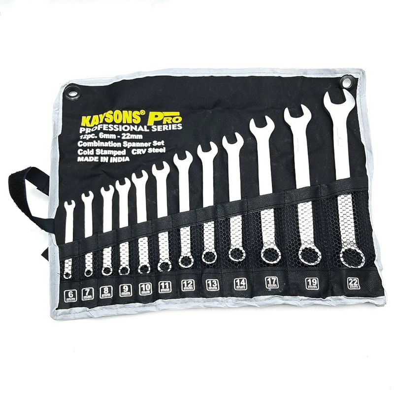 آچار یکسر تخت و یکسر رینگی کایسون مدل crv steel مجموعه 12 عددی