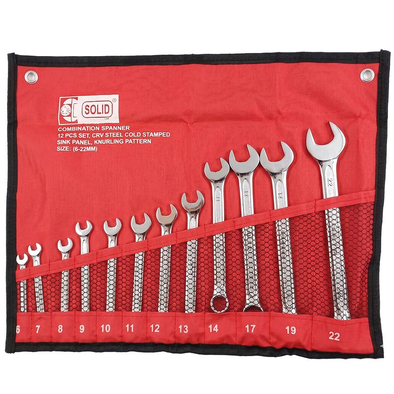 آچار یکسر تخت یکسر رینگی سولید مدل yp 6 22_12pcs مجموعه 12 عددی