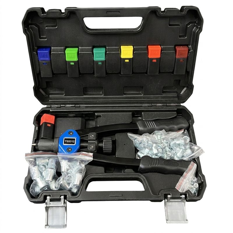 ابزار مهره پرچکن دستی مدل tss312 سایز 345681012 میلیمتر مجموعه 8 عددی