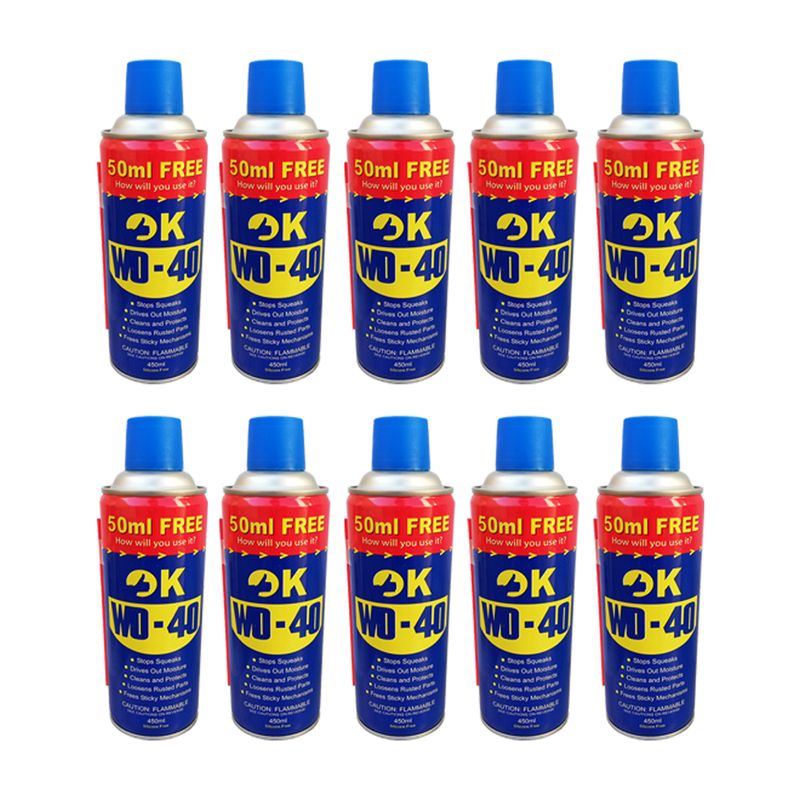اسپری روان کننده اوکی مدل wd 40 حجم 450 میلی لیتر بسته 10 عددی