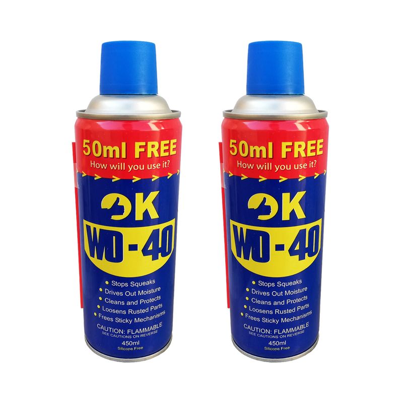اسپری روان کننده اوکی مدل wd 40 حجم 450 میلی لیتر بسته 2 عددی
