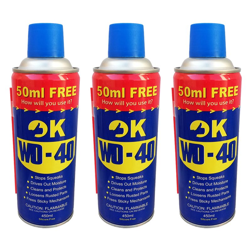اسپری روان کننده اوکی مدل wd 40 حجم 450 میلی لیتر بسته 3 عددی