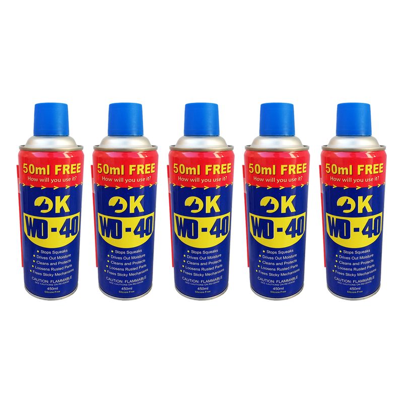 اسپری روان کننده اوکی مدل wd 40 حجم 450 میلی لیتر بسته 5 عددی