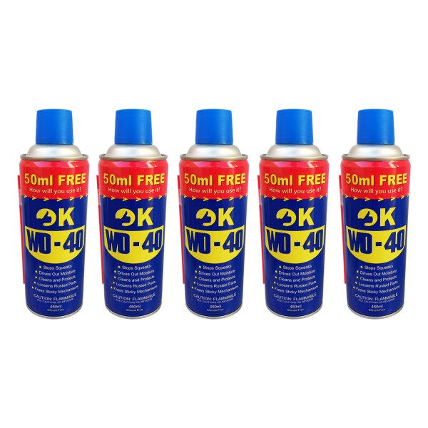 اسپری روان کننده اوکی مدل زنگ بر کد wd 40 حجم 450 میلی لیتر بسته 5 عددی