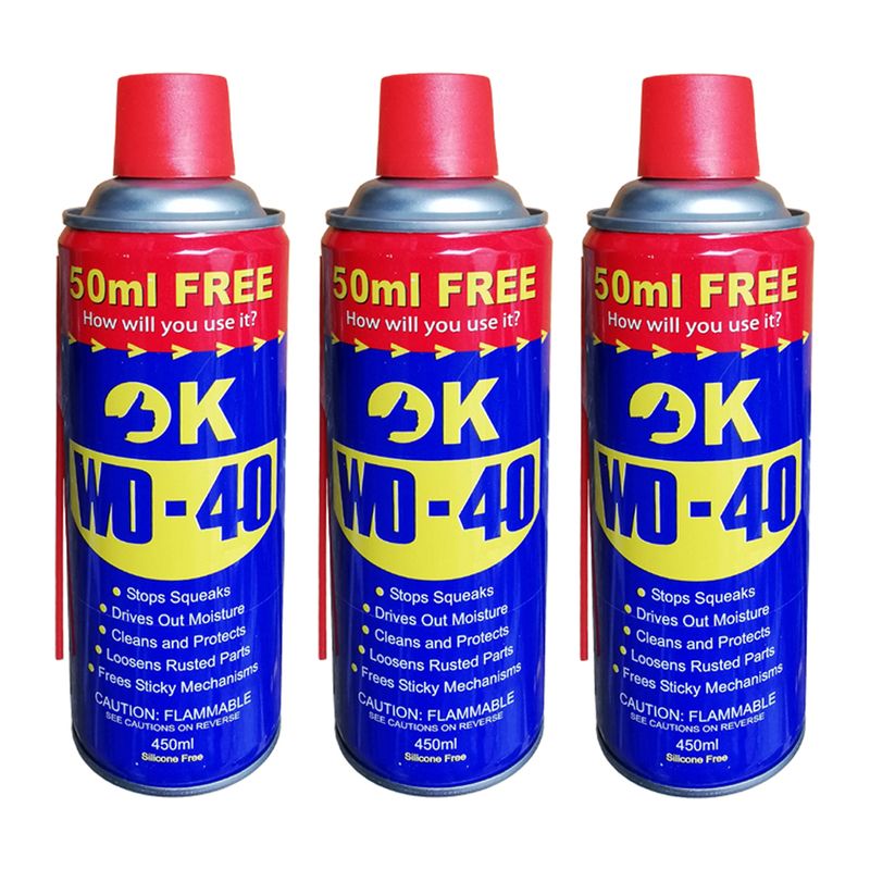 اسپری روان کننده و زنگ بر اوکی مدل wd 40 حجم 450 میلی لیتر بسته 3 عددی