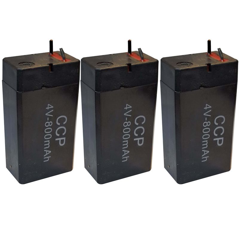 باتری سیلد اسید 4 ولت سی سی پی مدل 4v 800mah ظرفیت  800 میلی آمپر ساعت بسته سه عددی