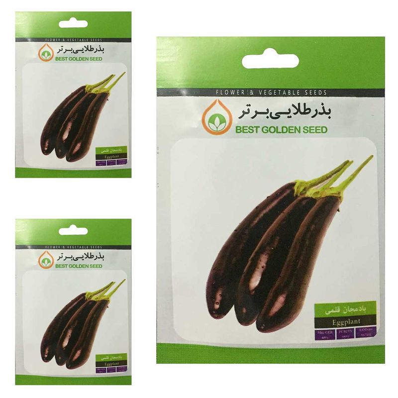 بذر بادمجان قلمی بذر طلایی برتر کد btb 45 مجموعه 3 عددی