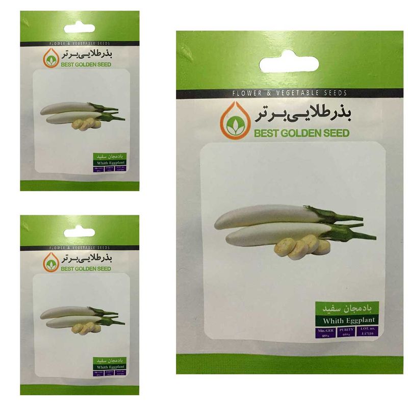 بذر بادمجان قلمی سفید بذر طلایی برتر کد btb 47 مجموعه 3 عددی