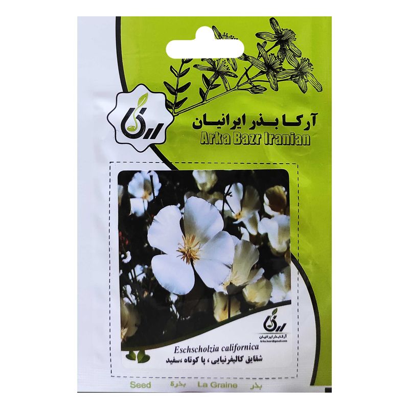بذر شقایق کالیفرنیایی پاکوتاه سفید آرکا بذر ایرانیان کد ark 034