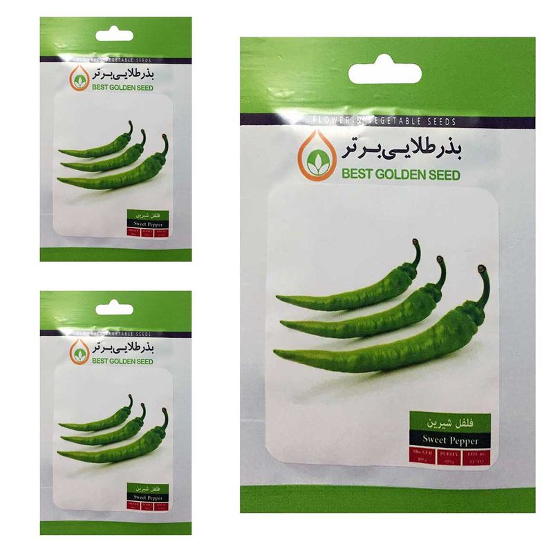 بذر فلفل قلمی شیرین بذر طلایی برتر کد btb 60 مجموعه 3 عددی
