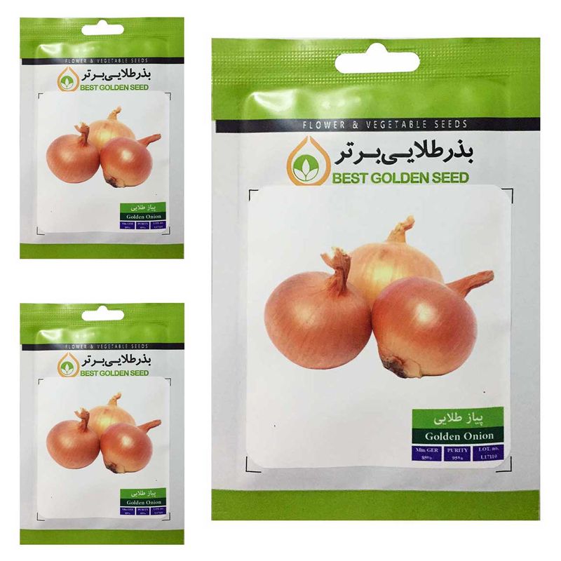 بذر پیاز طلایی بذر طلایی برتر کد btb 49 مجموعه 3 عددی