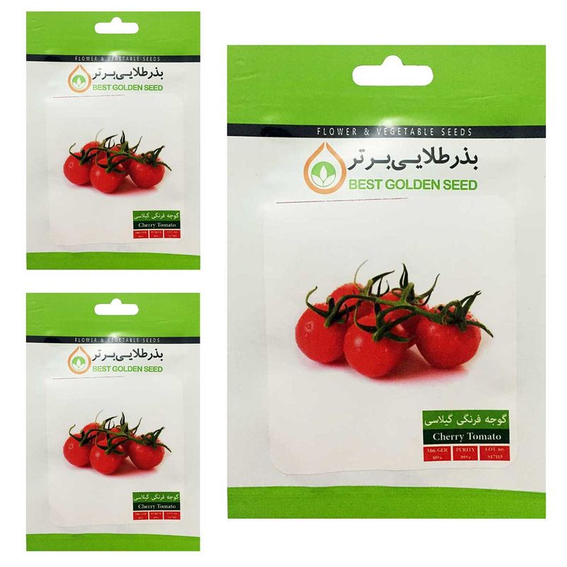 بذر گوجه گیلاسی قرمز بذر طلایی برتر کد btb 77 مجموعه 3 عددی