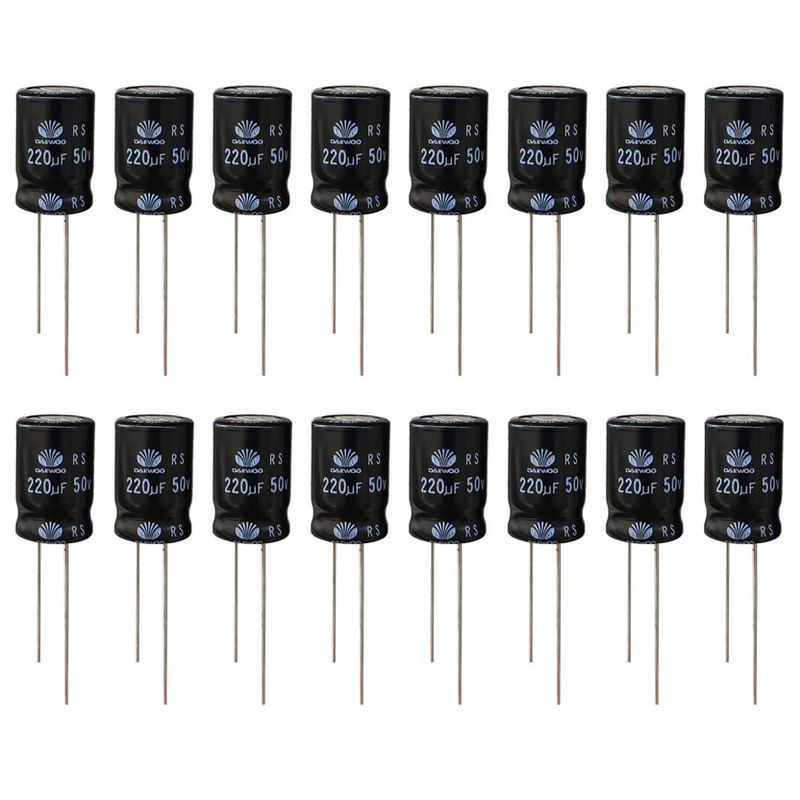 خازن 220 میکروفاراد 50 ولت دوو مدل sk 22050 بسته 16 عددی