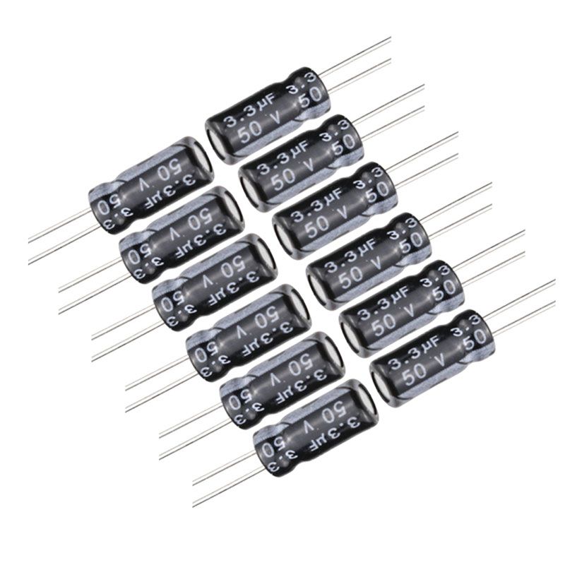 خازن 3.3 میکروفاراد 50 ولت کد ca3.3uf 50v بسته 12 عددی