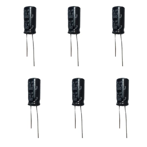 خازن 680 میکروفاراد مدل rjf25v بسته 6 عددی